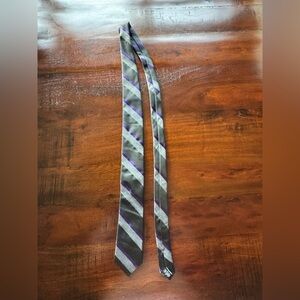 JF J.Ferrar Striped Grey & Purple Necktie
